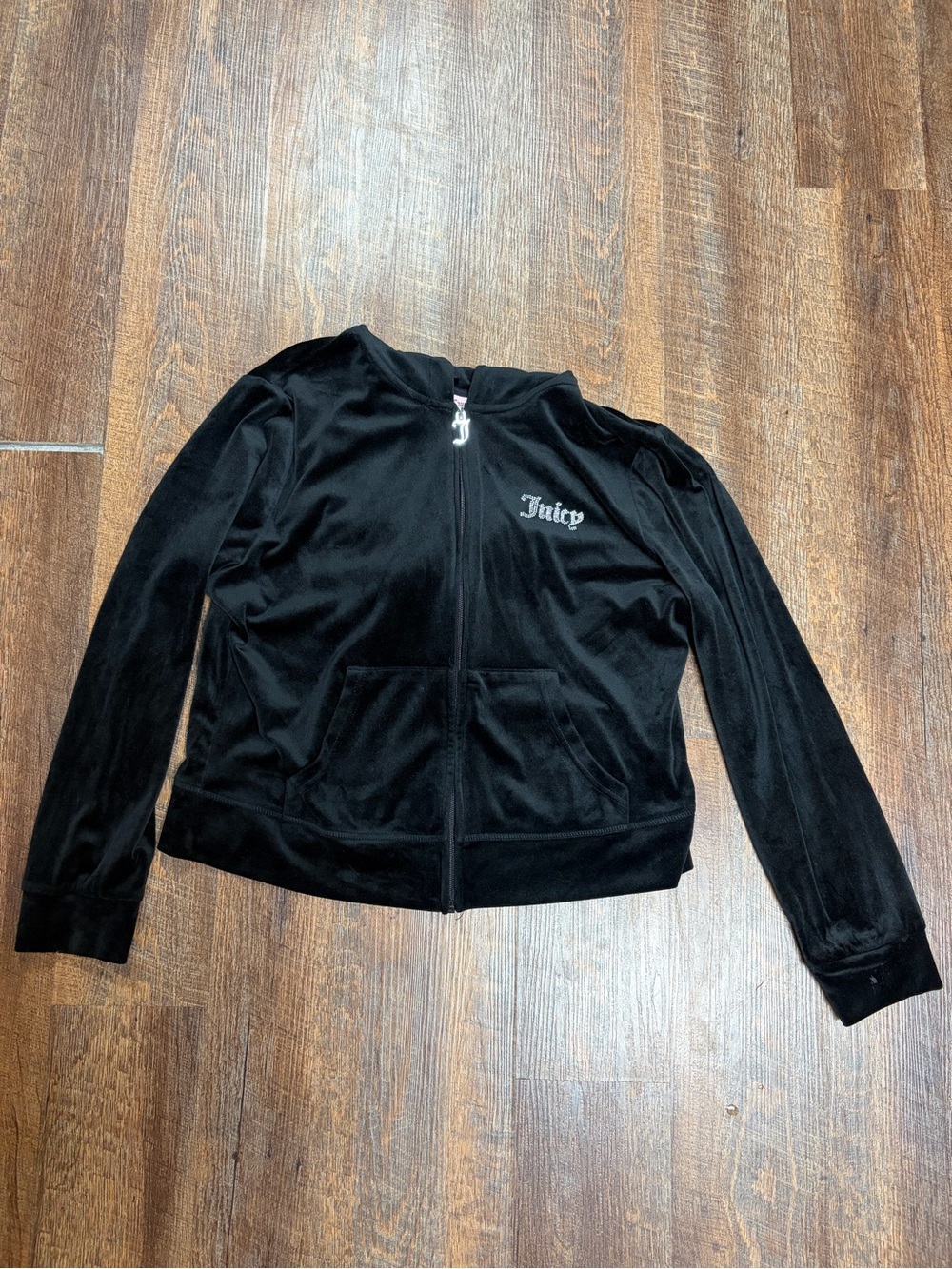 Juicy Couture Black Velour Zip Bomber Jacket